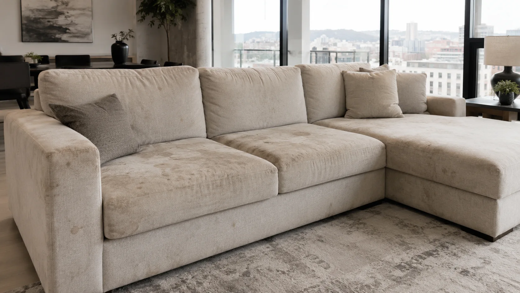 Sofa after Maqsim professional cleaning — fresh, clean upholstery