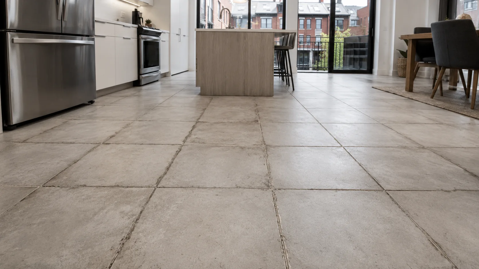 Restored tile grout after Maqsim professional cleaning — bright, clean original colour
