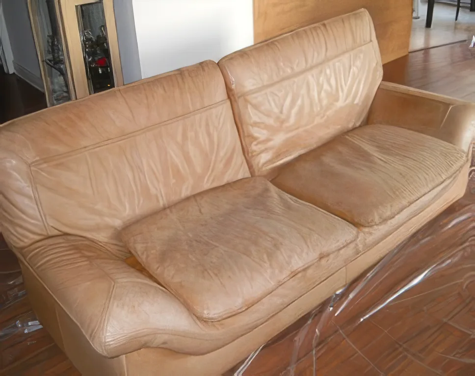 Leather sofa after Maqsim professional repair — fully restored finish and even colour